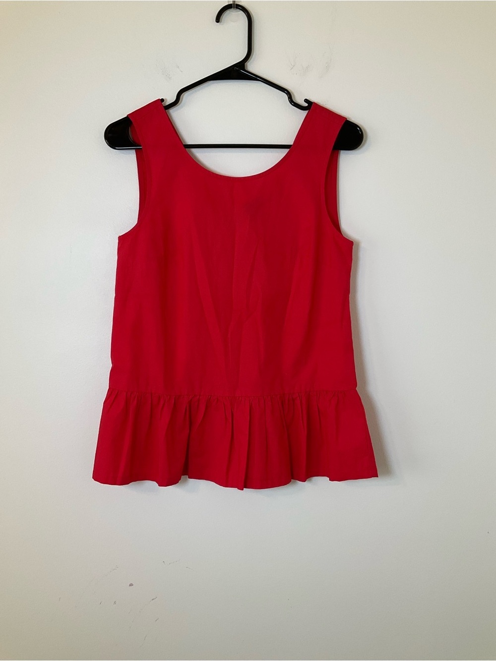 J.Crew Red Peplum Tank Top XXS Tie Back Cotton Sleeveless